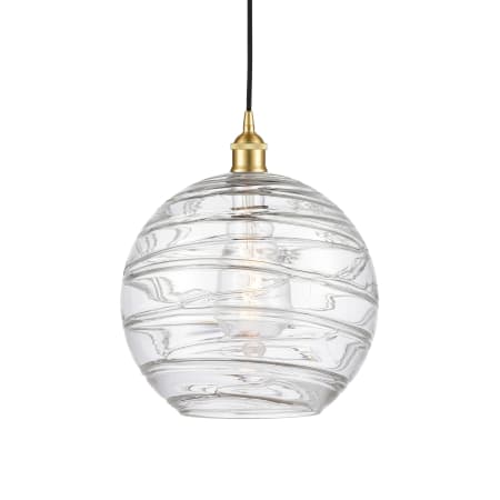 A large image of the Innovations Lighting 616-1P-15-12 Athens Pendant Satin Gold / Clear Deco Swirl