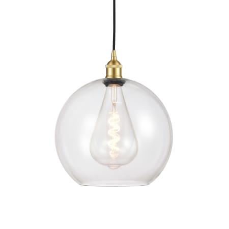 A large image of the Innovations Lighting 616-1P-14-12 Athens Pendant Satin Gold / Clear