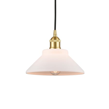 A large image of the Innovations Lighting 616-1P-8-8 Orwell Pendant Satin Gold / Matte White
