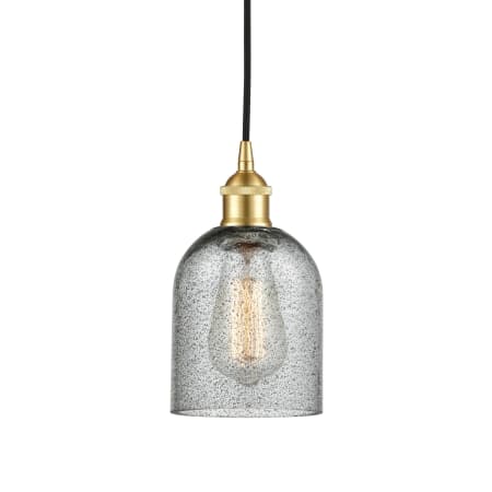 A large image of the Innovations Lighting 616-1P-10-5 Caledonia Pendant Satin Gold / Charcoal