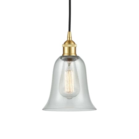 A large image of the Innovations Lighting 616-1P-12-6 Hanover Pendant Satin Gold / Fishnet