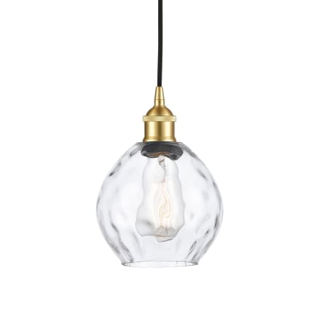 A large image of the Innovations Lighting 616-1P-9-6 Waverly Pendant Satin Gold / Clear