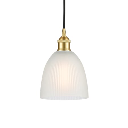 A large image of the Innovations Lighting 616-1P-10-6 Castile Pendant Satin Gold / White