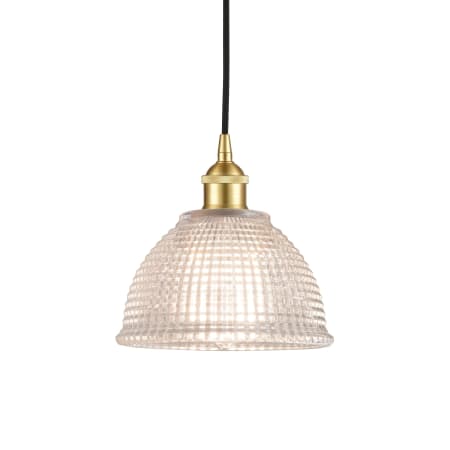 A large image of the Innovations Lighting 616-1P-9-8 Arietta Pendant Satin Gold / Clear