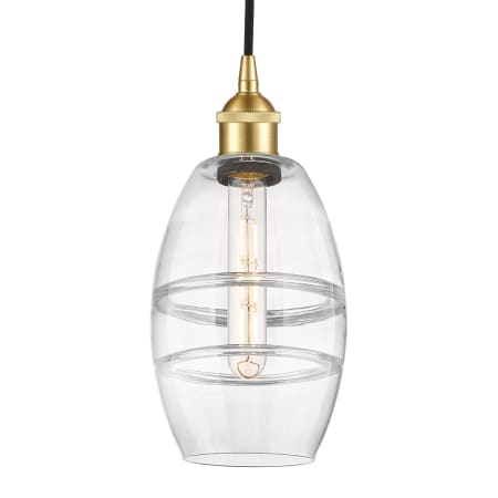 A large image of the Innovations Lighting 616-1P 8 6 Vaz Pendant Satin Gold / Clear