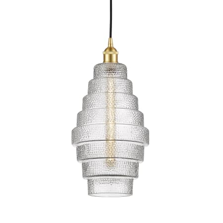 A large image of the Innovations Lighting 616-1P-18-8 Cascade Pendant Satin Gold / Clear