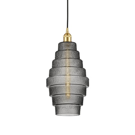 A large image of the Innovations Lighting 616-1P-18-8 Cascade Pendant Satin Gold / Smoked