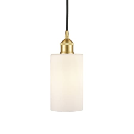 A large image of the Innovations Lighting 616-1P-10-4 Clymer Pendant Satin Gold / Matte White