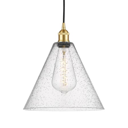 A large image of the Innovations Lighting 616-1P-14-12 Berkshire Pendant Satin Gold / Seedy