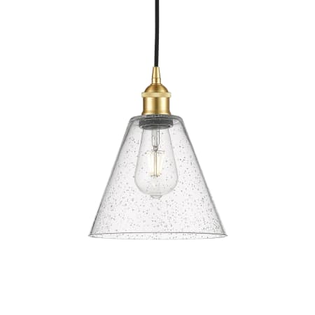 A large image of the Innovations Lighting 616-1P-11-8 Berkshire Pendant Satin Gold / Seedy