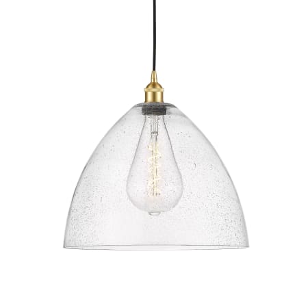 A large image of the Innovations Lighting 616-1P-18-16 Edison Pendant Satin Gold / Seedy