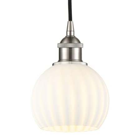 A large image of the Innovations Lighting 616-1P 8 6 White Venetian Pendant Brushed Satin Nickel