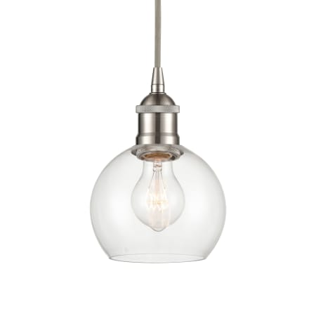 A large image of the Innovations Lighting 616-1P-9-6 Athens Pendant Brushed Satin Nickel / Clear