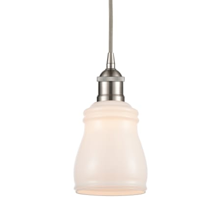 A large image of the Innovations Lighting 616-1P-10-5 Ellery Pendant Brushed Satin Nickel / White