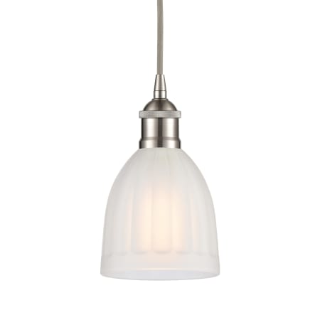 A large image of the Innovations Lighting 616-1P-10-6 Brookfield Pendant Brushed Satin Nickel / White