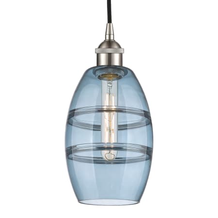 A large image of the Innovations Lighting 616-1P 8 6 Vaz Pendant Brushed Satin Nickel / Princess Blue