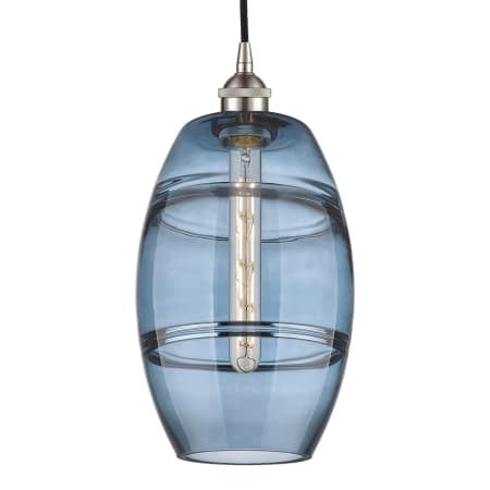 A large image of the Innovations Lighting 616-1P 10 8 Vaz Pendant Brushed Satin Nickel / Princess Blue