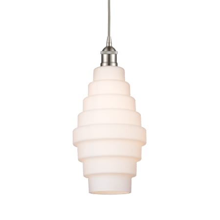 A large image of the Innovations Lighting 616-1P-18-8 Cascade Pendant Brushed Satin Nickel / White