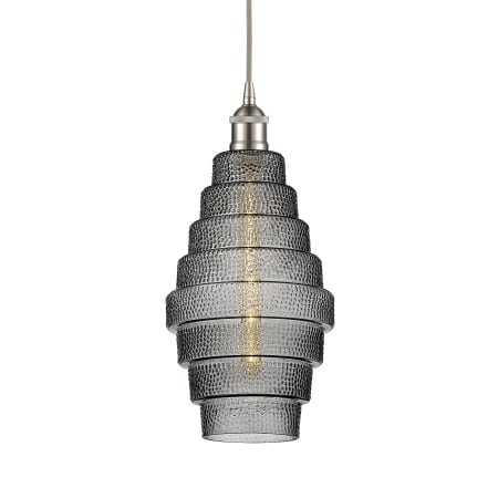 A large image of the Innovations Lighting 616-1P-18-8 Cascade Pendant Brushed Satin Nickel / Smoked