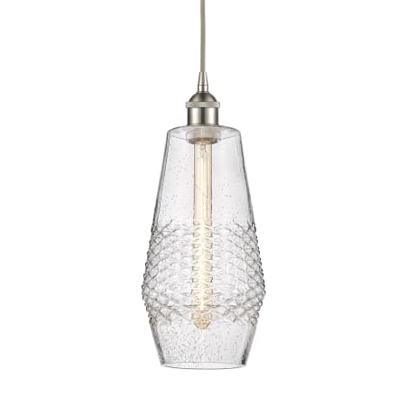 A large image of the Innovations Lighting 616-1P-17-7 Windham Pendant Brushed Satin Nickel / Seedy