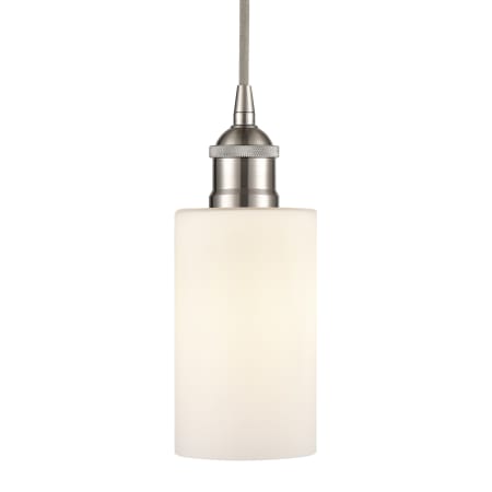 A large image of the Innovations Lighting 616-1P-10-4 Clymer Pendant Brushed Satin Nickel / Matte White