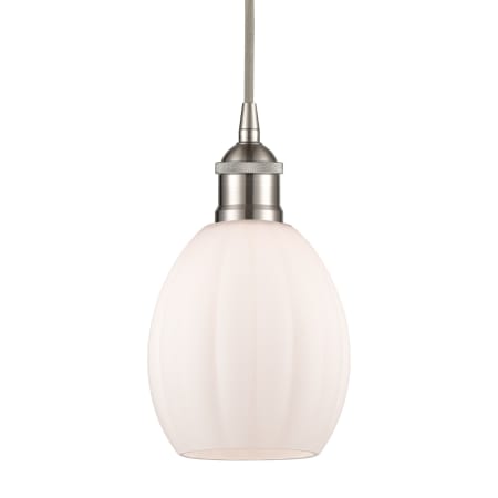 A large image of the Innovations Lighting 616-1P-11-6 Eaton Pendant Brushed Satin Nickel / Matte White