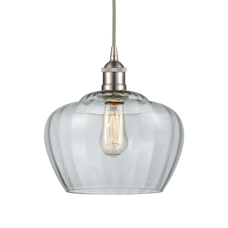A large image of the Innovations Lighting 616-1P-12-11-L Fenton Pendant Brushed Satin Nickel / Clear