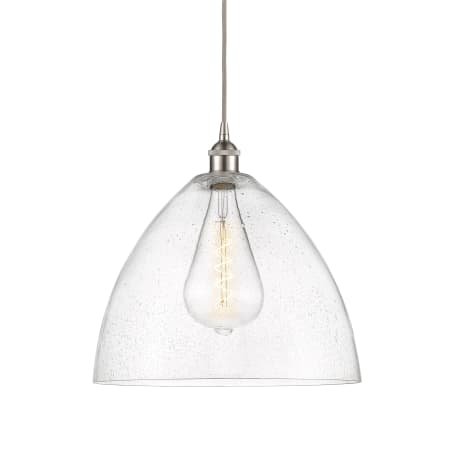 A large image of the Innovations Lighting 616-1P-18-16 Edison Dome Pendant Brushed Satin Nickel / Seedy