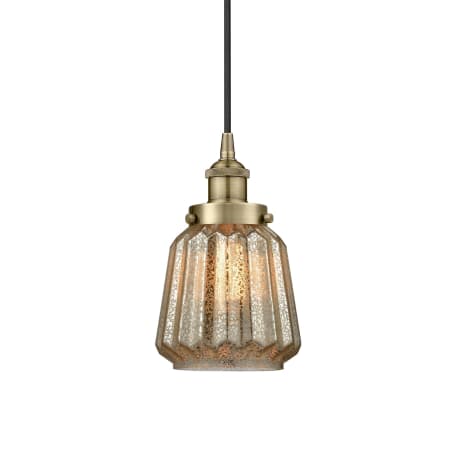 A large image of the Innovations Lighting 616-1PH-12-7 Chatham Pendant Antique Brass / Mercury