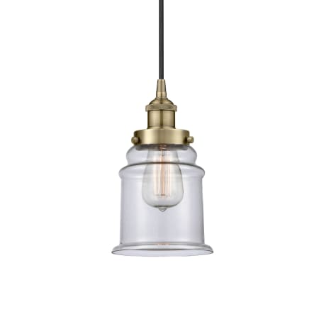 A large image of the Innovations Lighting 616-1PH-11-6 Canton Pendant Antique Brass / Clear