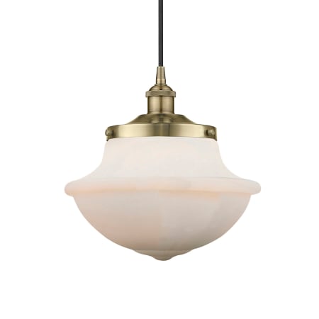 A large image of the Innovations Lighting 616-1PH-12-12 Oxford Pendant Antique Brass / Matte White