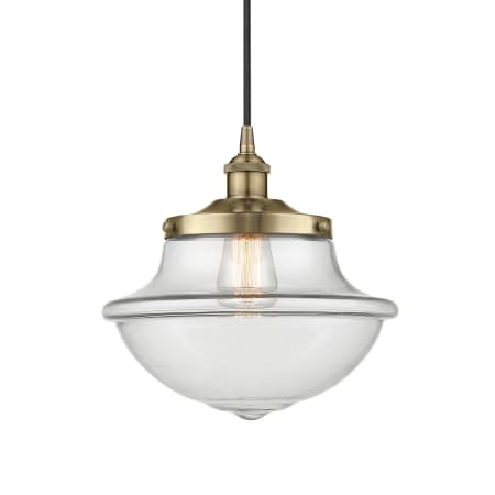 A large image of the Innovations Lighting 616-1PH-12-12 Oxford Pendant Antique Brass / Clear