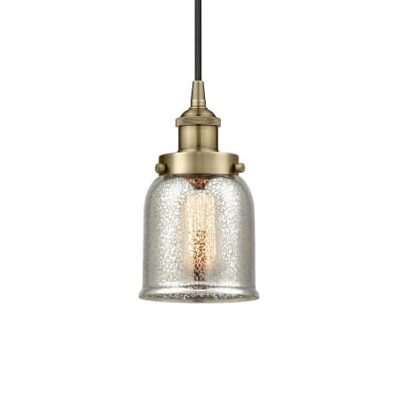 A large image of the Innovations Lighting 616-1PH-10-5 Bell Pendant Antique Brass / Silver Plated Mercury