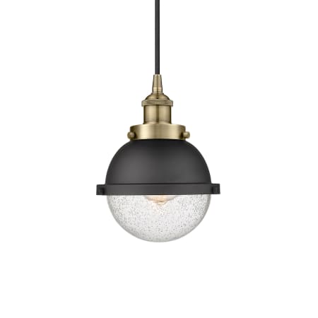 A large image of the Innovations Lighting 616-1PH-10-7 Hampden Pendant Antique Brass / Seedy