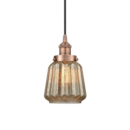 A large image of the Innovations Lighting 616-1PH-12-7 Chatham Pendant Antique Copper / Mercury