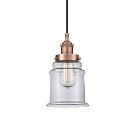 A large image of the Innovations Lighting 616-1PH-11-6 Canton Pendant Antique Copper / Clear