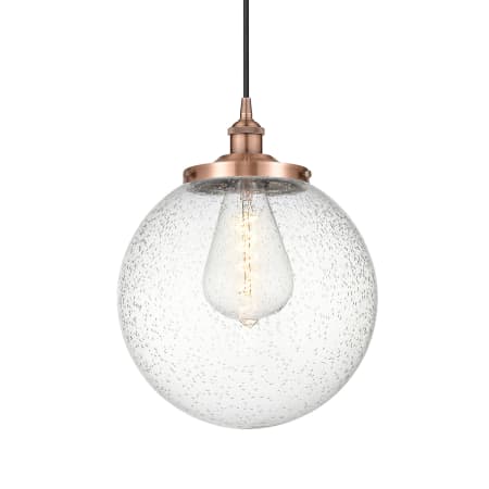 A large image of the Innovations Lighting 616-1PH-18-14 Beacon Pendant Antique Copper / Seedy