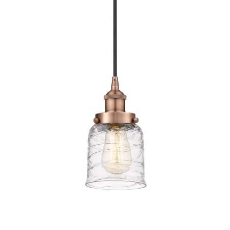 A large image of the Innovations Lighting 616-1PH-10-5 Bell Pendant Antique Copper / Deco Swirl