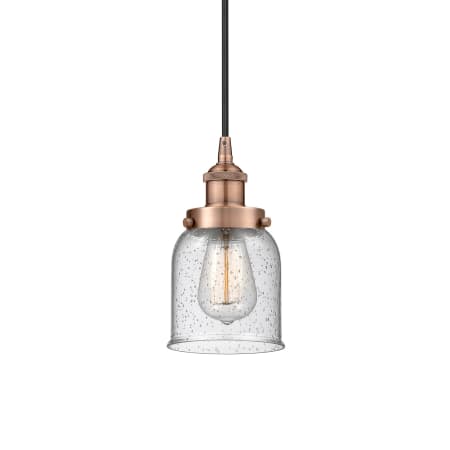 A large image of the Innovations Lighting 616-1PH-10-5 Bell Pendant Antique Copper / Seedy