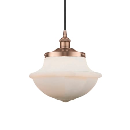 A large image of the Innovations Lighting 616-1PH-12-12 Oxford Pendant Antique Copper / Matte White