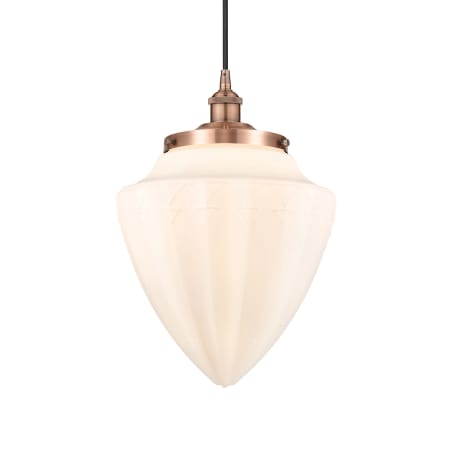 A large image of the Innovations Lighting 616-1PH-17-12 Bullet Pendant Antique Copper / Matte White