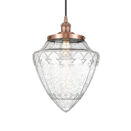 A large image of the Innovations Lighting 616-1PH-17-12 Bullet Pendant Antique Copper / Seedy