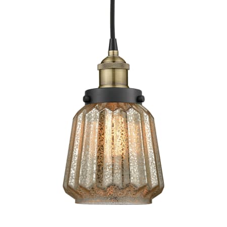 A large image of the Innovations Lighting 616-1PH-12-7 Chatham Pendant Black Antique Brass / Mercury