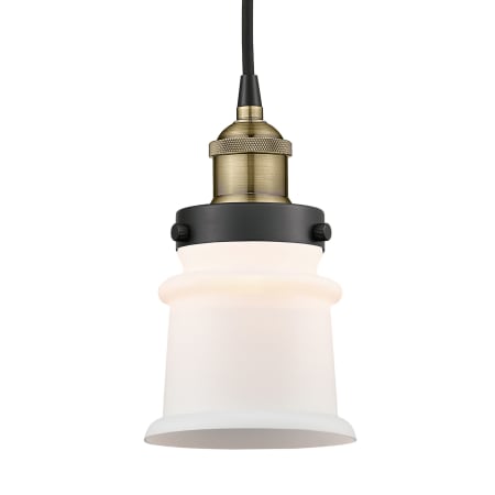 A large image of the Innovations Lighting 616-1PH-9-5 Canton Pendant Black Antique Brass / Matte White