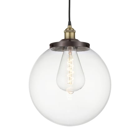 A large image of the Innovations Lighting 616-1PH-18-14 Beacon Pendant Black Antique Brass / Clear