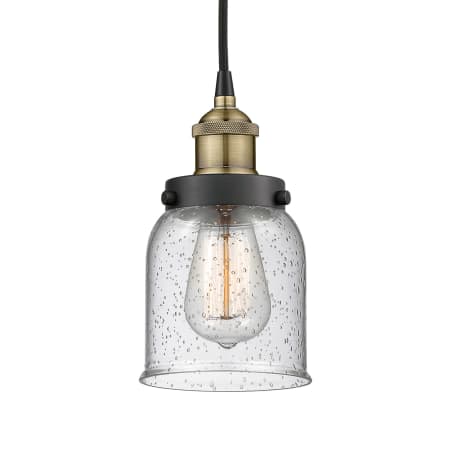 A large image of the Innovations Lighting 616-1PH-10-5 Bell Pendant Black Antique Brass / Seedy