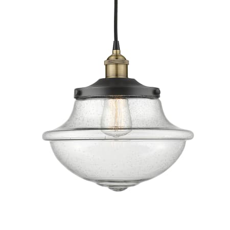 A large image of the Innovations Lighting 616-1PH-12-12 Oxford Pendant Black Antique Brass / Seedy