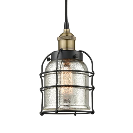 A large image of the Innovations Lighting 616-1PH-10-6 Bell Cage Pendant Black Antique Brass / Silver Plated Mercury