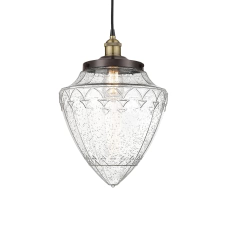 A large image of the Innovations Lighting 616-1PH-17-12 Bullet Pendant Black Antique Brass / Seedy