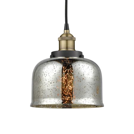 A large image of the Innovations Lighting 616-1PH-10-8 Bell Pendant Black Antique Brass / Silver Plated Mercury